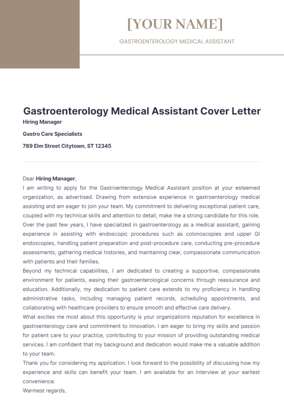 gastroenterology journal cover letter