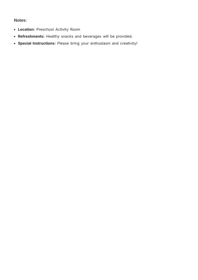 Free Preschool Event Agenda Template to Edit Online