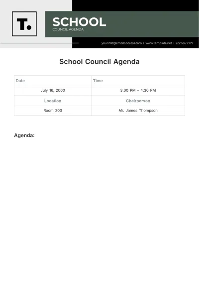 Free School Council Agenda Template to Edit Online