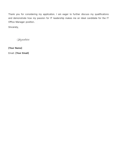 Free IT Office Manager Cover Letter to Edit Online