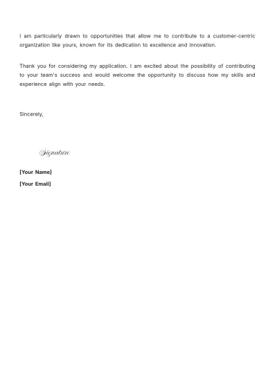 Free Customer Support Executive Cover Letter to Edit Online