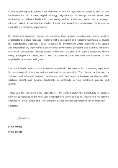 Free Executive Manager Cover Letter to Edit Online