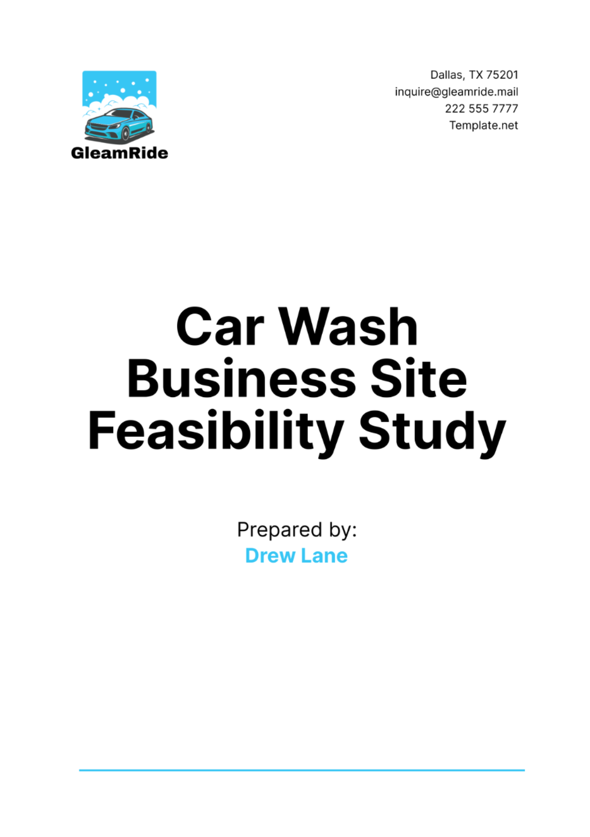 Car Wash Business Site Feasibility Study Template - Edit Online & Download