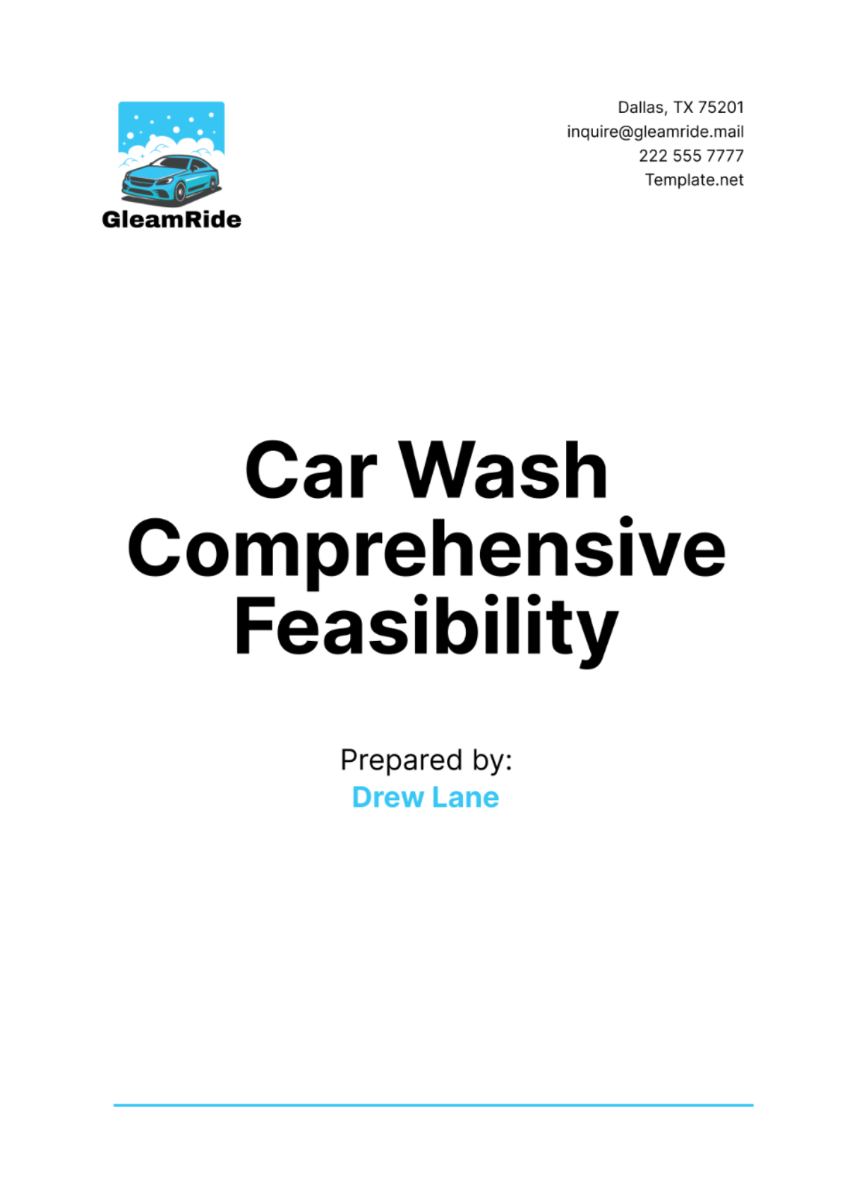 Car Wash Comprehensive Feasibility Template - Edit Online & Download