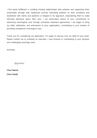 Free Neurology Medical Assistant Cover Letter to Edit Online