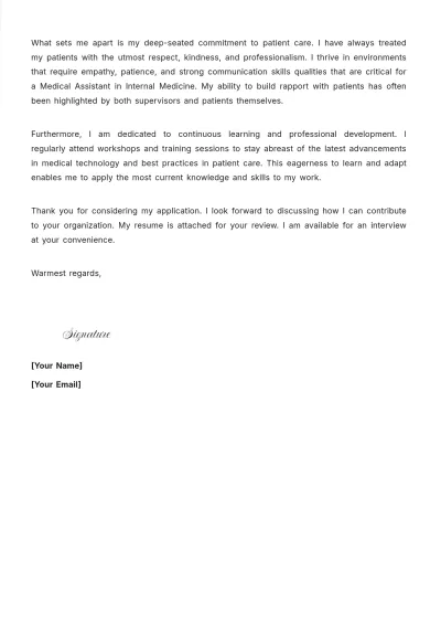 Free Internal Medicine Medical Assistant Cover Letter to Edit Online