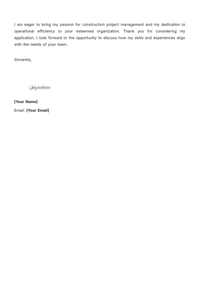 Free Construction Office Manager Cover Letter to Edit Online