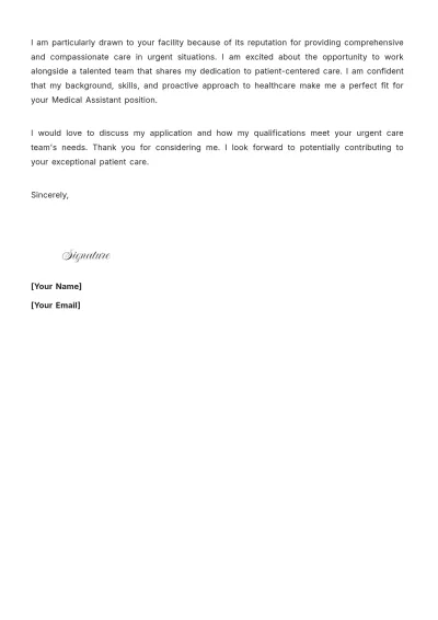 Free Urgent Care Medical Assistant Cover Letter to Edit Online