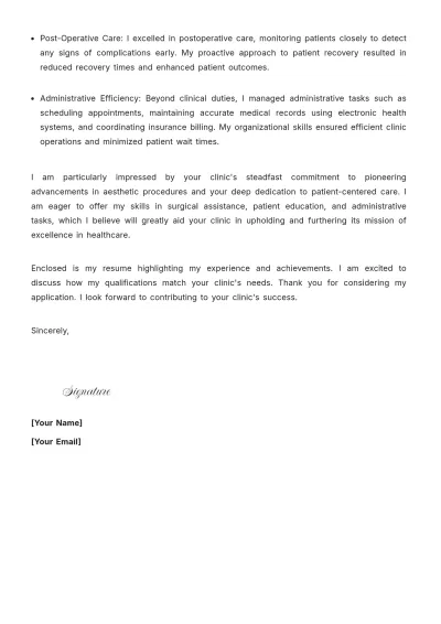 Free Plastic Surgery Medical Assistant Cover Letter to Edit Online