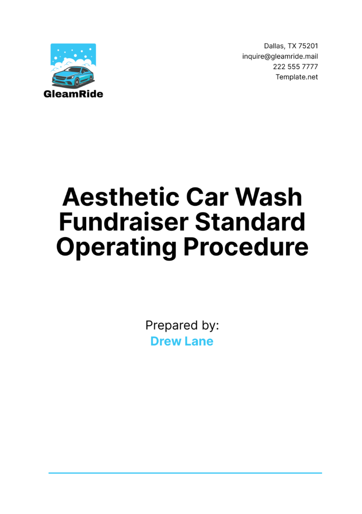 Aesthetic Car Wash Fundraiser Standard Operating Procedure Template - Edit Online & Download