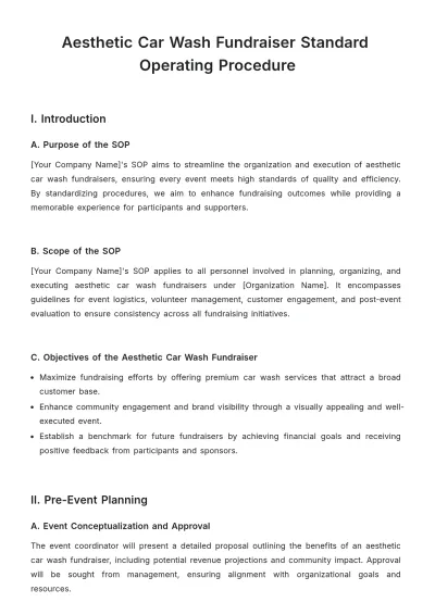Free Aesthetic Car Wash Fundraiser Standard Operating Procedure Template to Edit Online