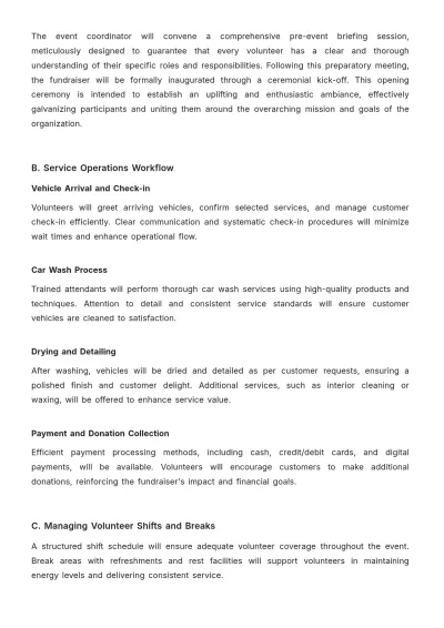 Free Aesthetic Car Wash Fundraiser Standard Operating Procedure Template to Edit Online