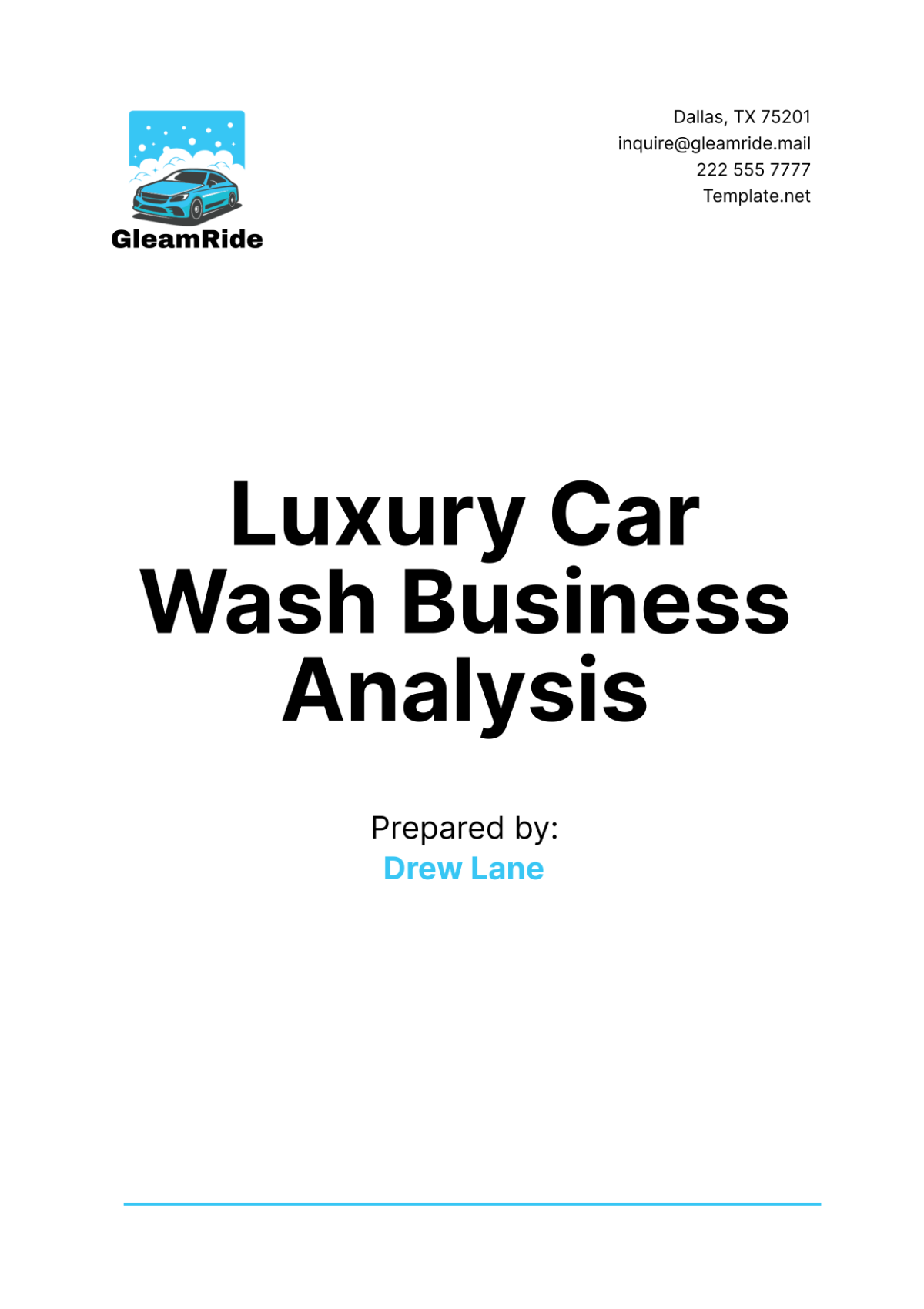 Luxury Car Wash Business Analysis Template