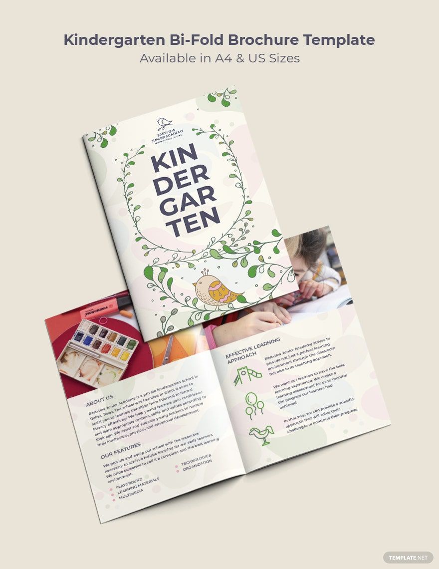 Kindergarten Bi- Fold Brochure Template