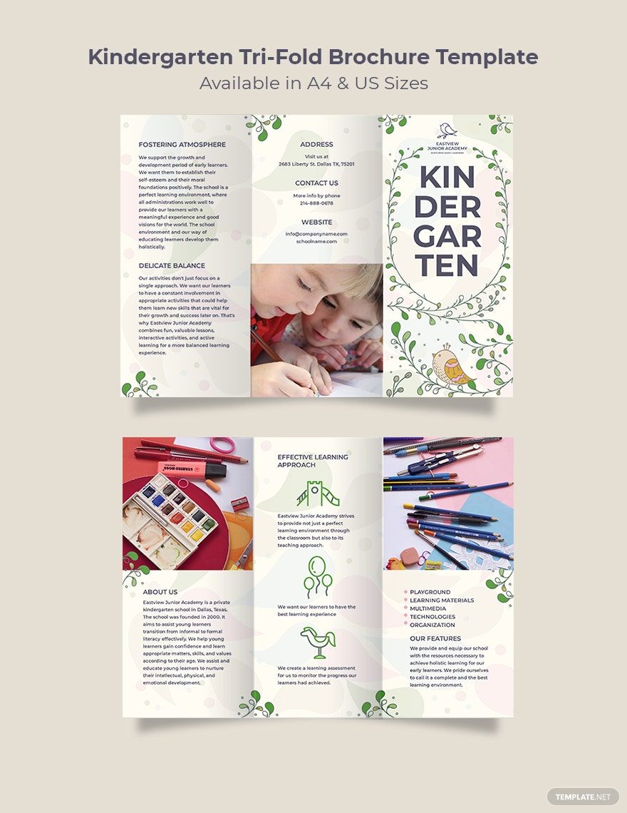 Kindergarten Tri - Fold Brochure Template