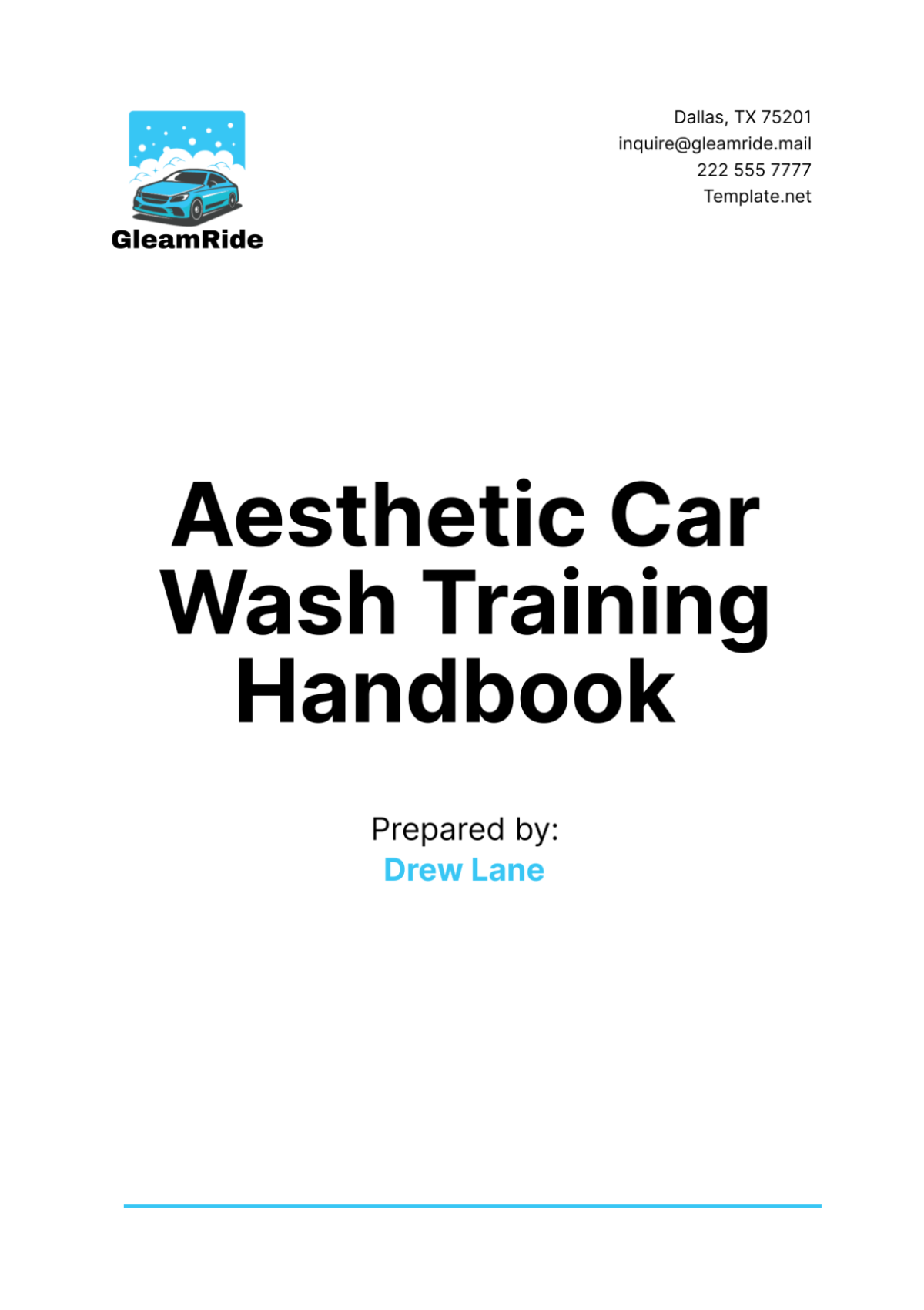 Aesthetic Car Wash Training Handbook Template - Edit Online & Download