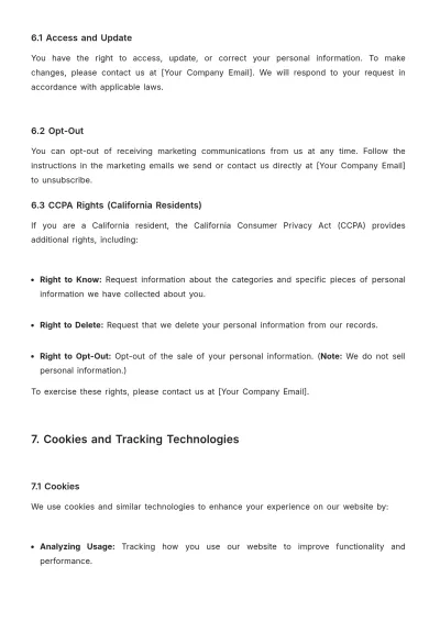 Free Simple Car Wash Customer Privacy Policy Template to Edit Online