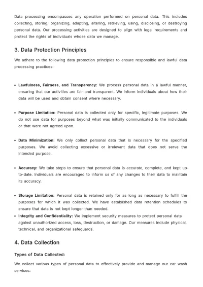 Free Car Wash Data Protection Policy Format Template to Edit Online