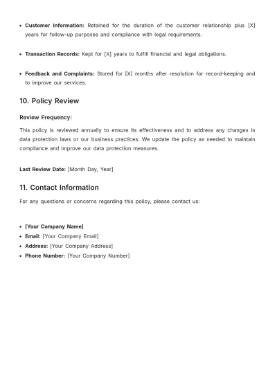 Free Car Wash Data Protection Policy Format Template to Edit Online