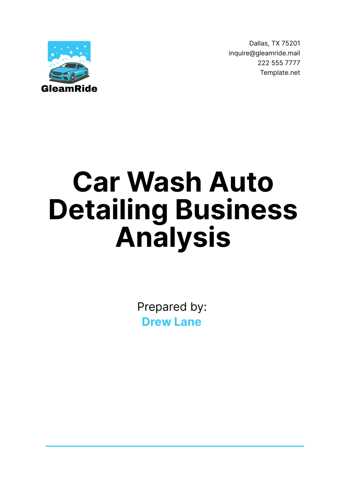 Car Wash Auto Detailing Business Analysis  Template - Edit Online & Download