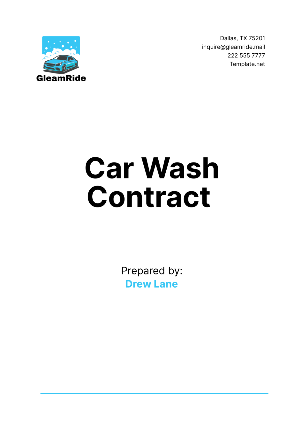 Car Wash Contract Template - Edit Online & Download