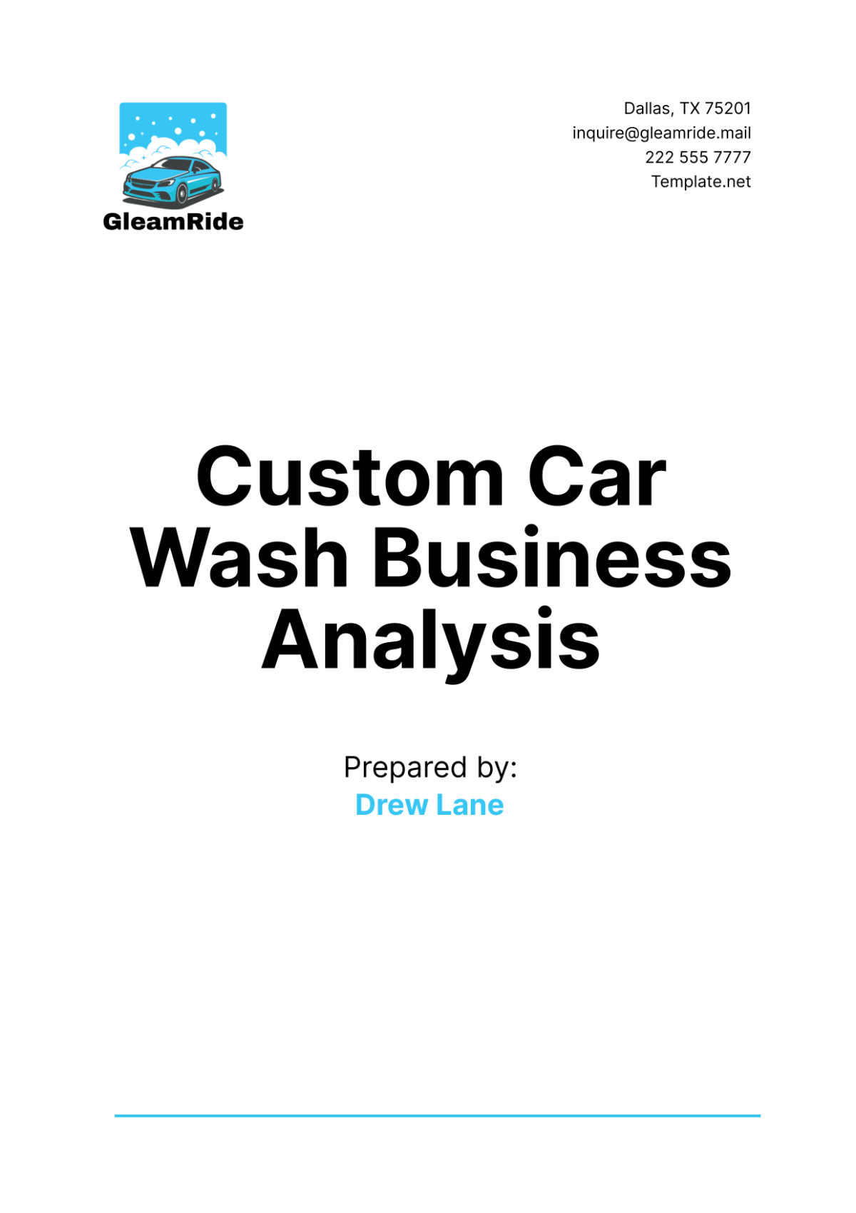 Custom Car Wash Business Analysis Template