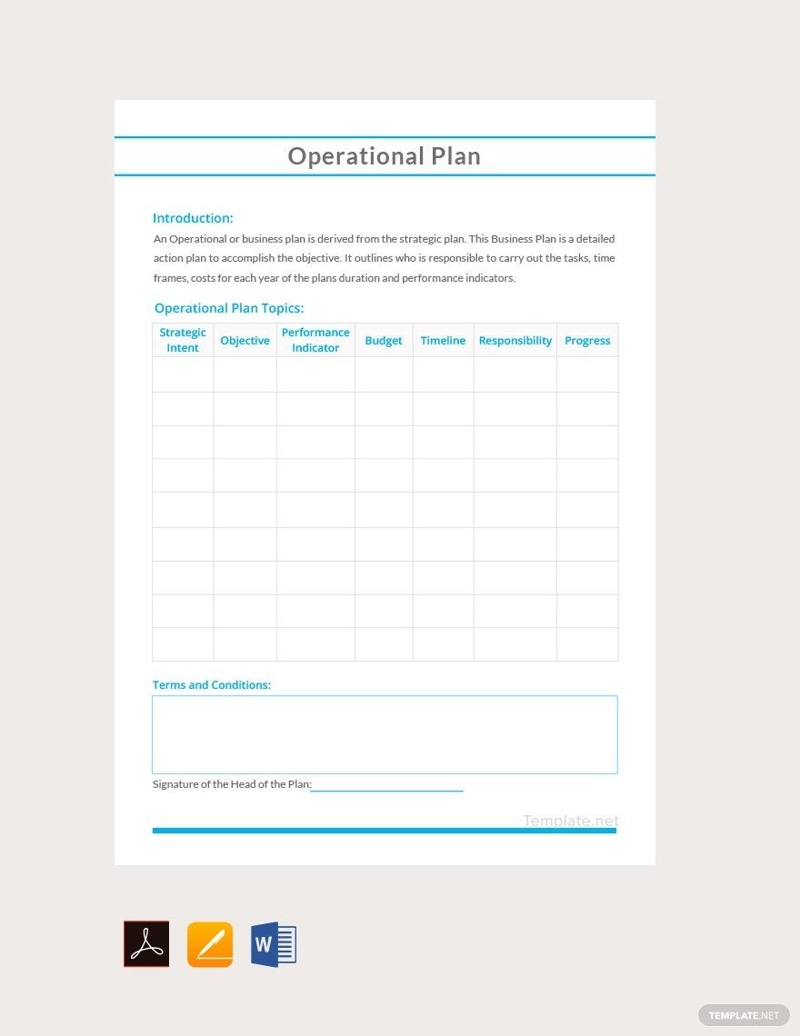 Sample Operational Plan Template