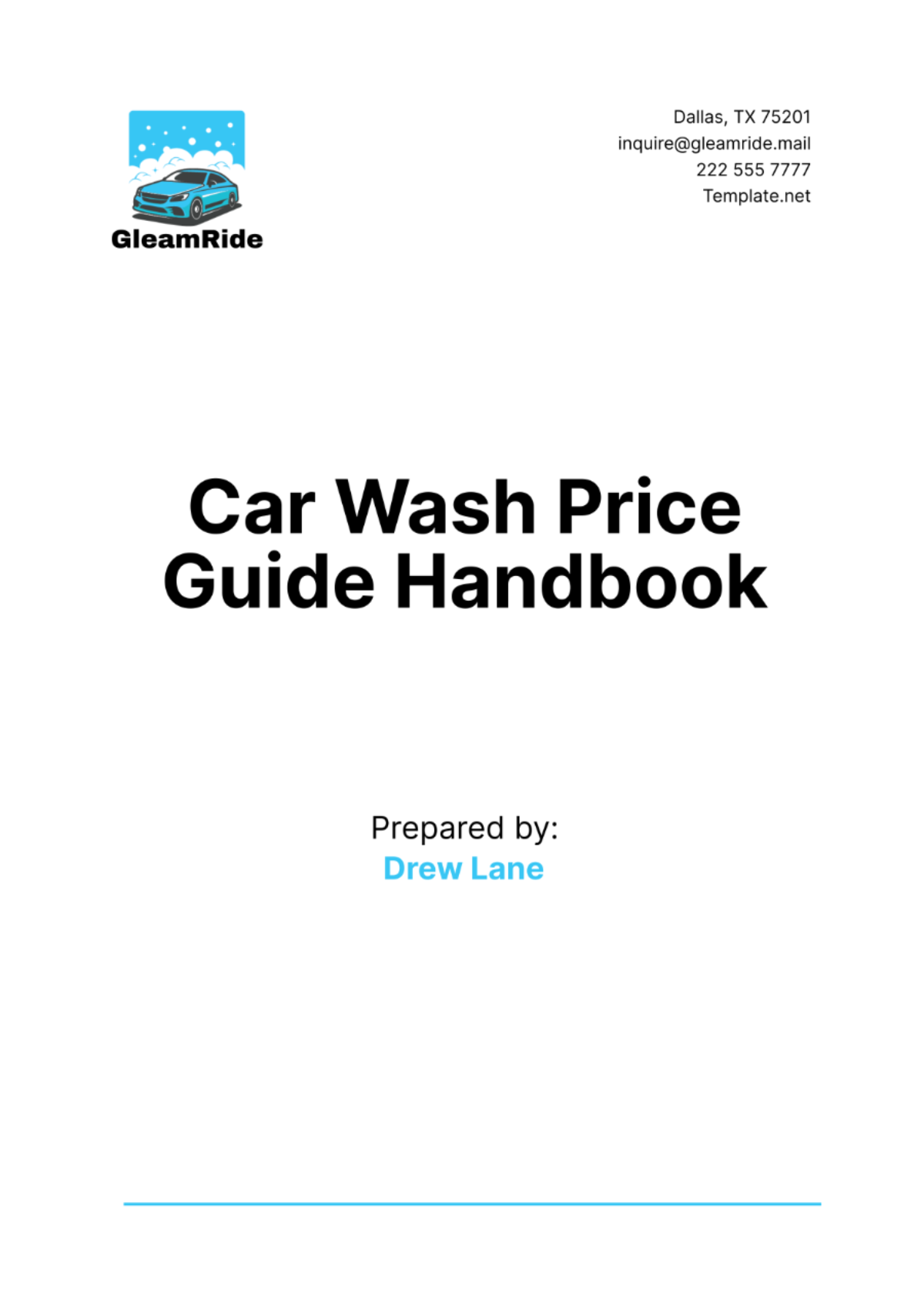 Car Wash Price Guide Handbook Template - Edit Online & Download