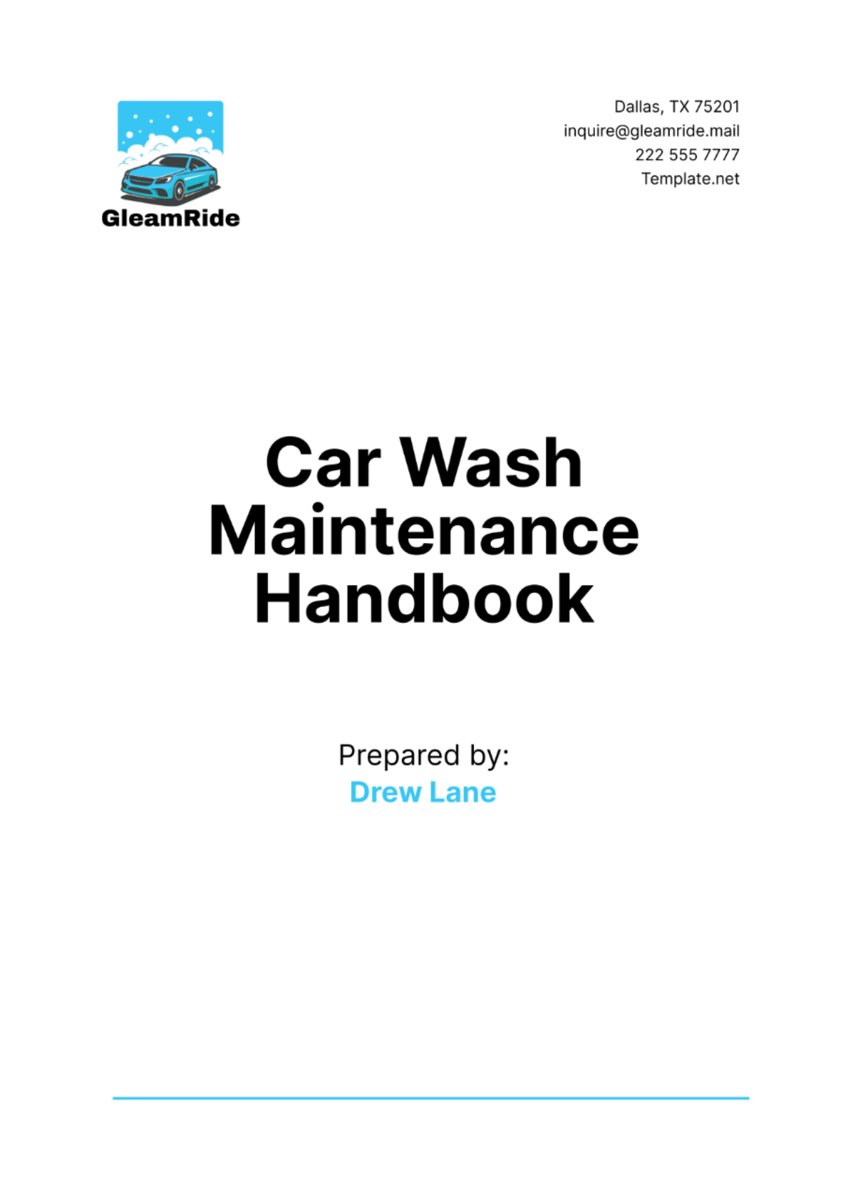 Car Wash Maintenance Handbook Template - Edit Online & Download