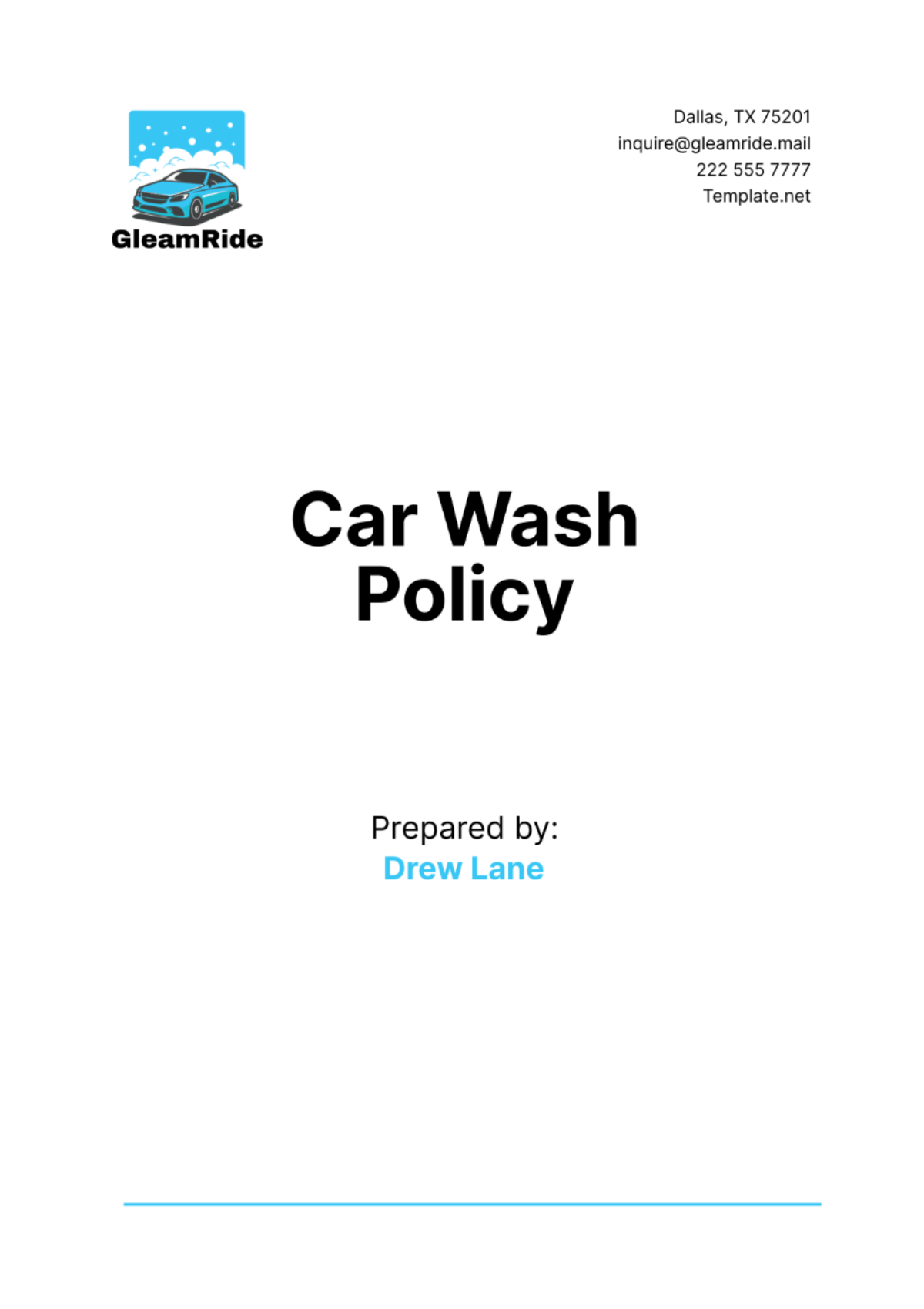 Car Wash Policy Template - Edit Online & Download