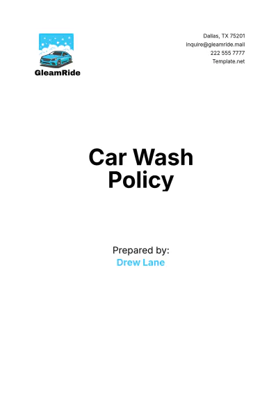 Free Car Wash Policy Template to Edit Online