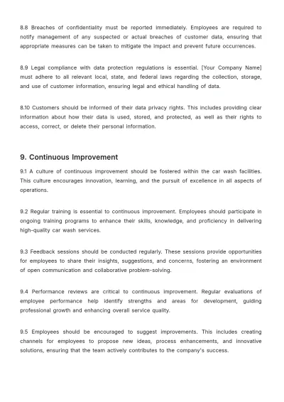 Free Car Wash Policy Template to Edit Online