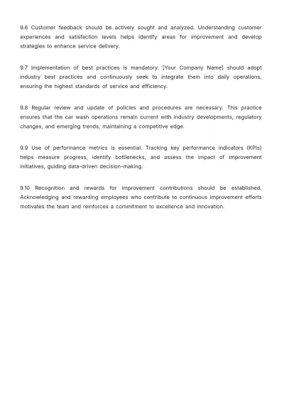 Free Car Wash Policy Template to Edit Online
