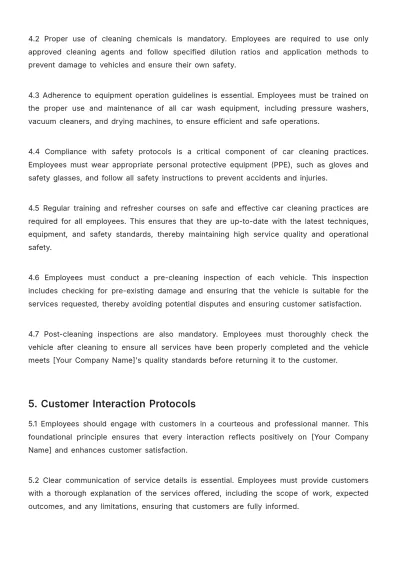 Free Car Wash Policy Template to Edit Online