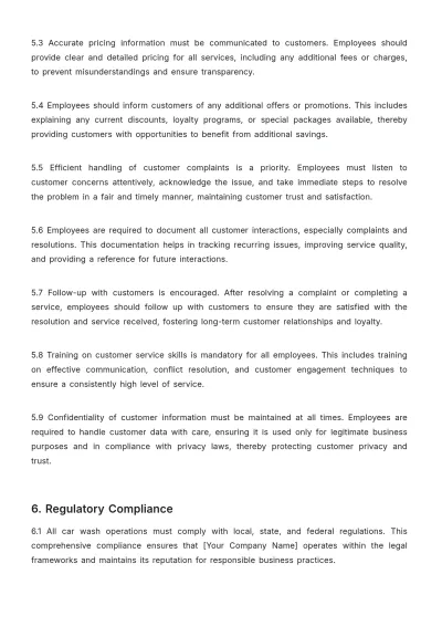 Free Car Wash Policy Template to Edit Online