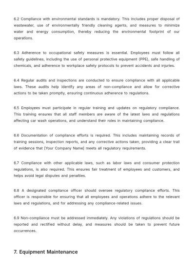Free Car Wash Policy Template to Edit Online