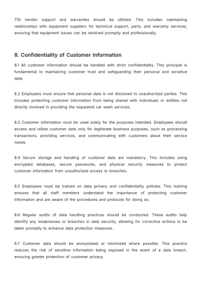 Free Car Wash Policy Template to Edit Online