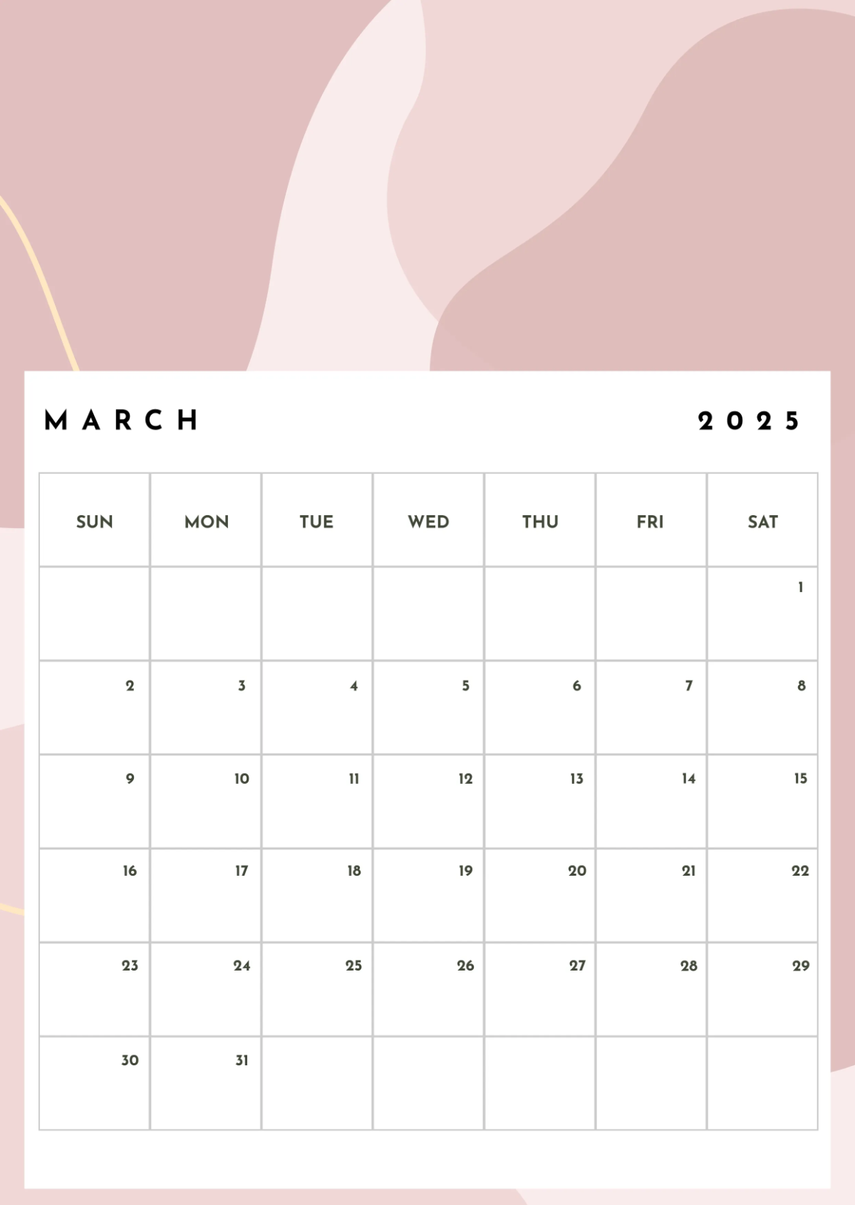 Free Spa Yearly Calendar Template to Edit Online