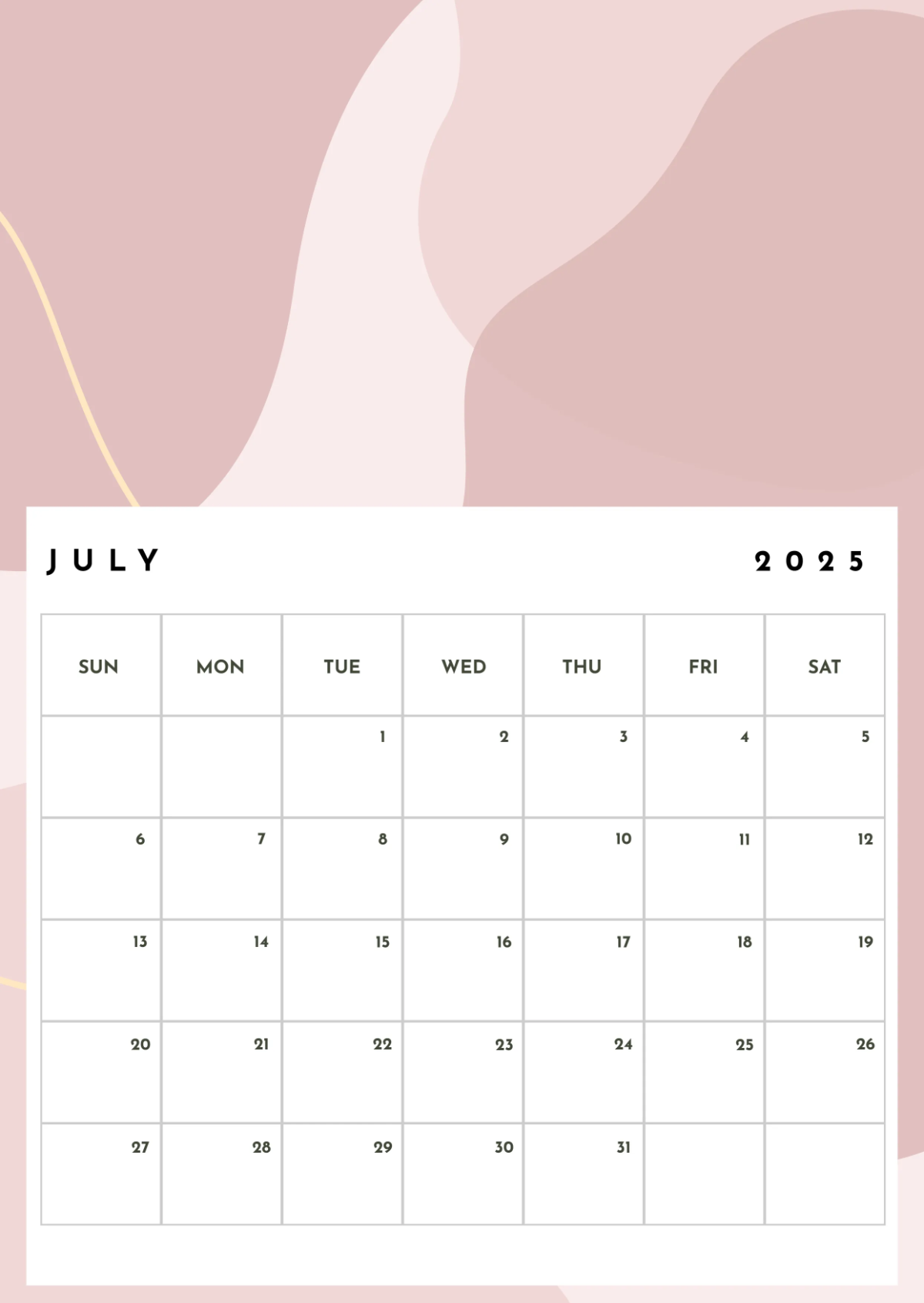 Free Spa Yearly Calendar Template to Edit Online