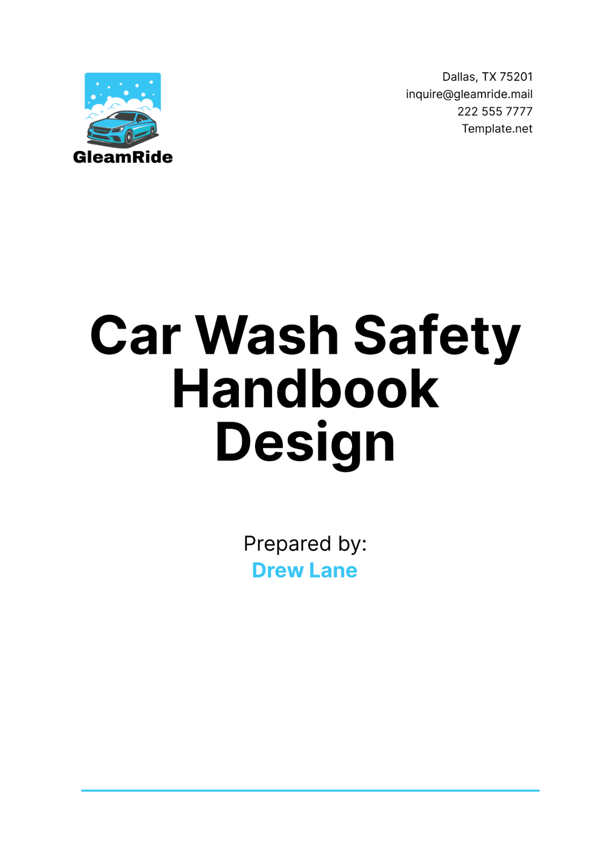 Car Wash Safety Handbook Design Template - Edit Online & Download