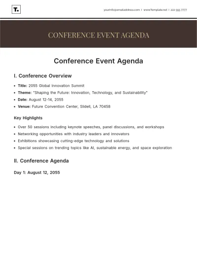 Free Conference Event Agenda Template to Edit Online