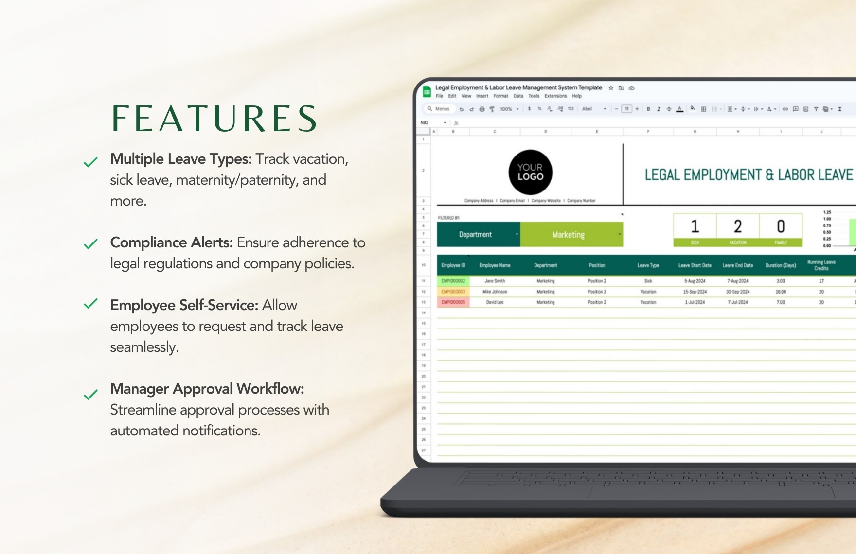 Legal Employment & Labor Leave Management System Template