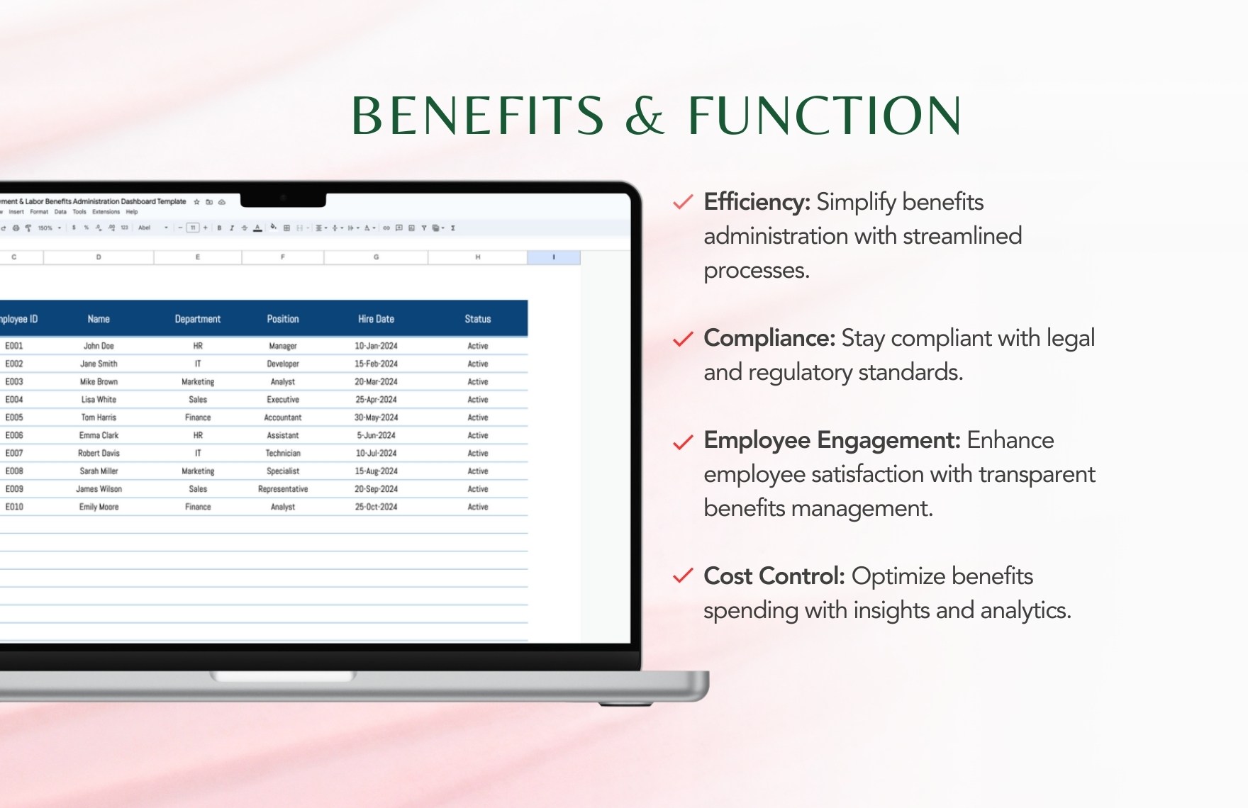 Legal Employment & Labor Benefits Administration Dashboard Template