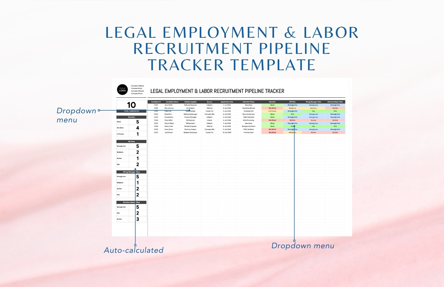 Legal Employment & Labor Recruitment Pipeline Tracker Template