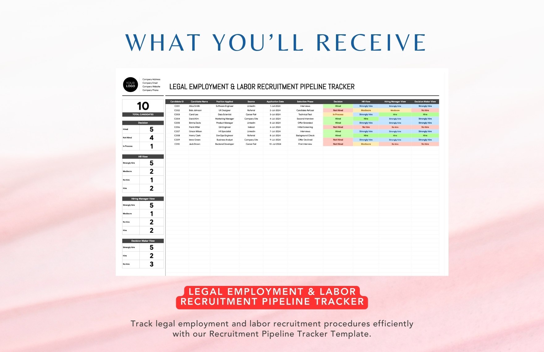 Legal Employment & Labor Recruitment Pipeline Tracker Template