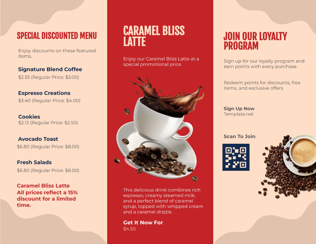 Free Cafe Sales Brochure Template to Edit Online
