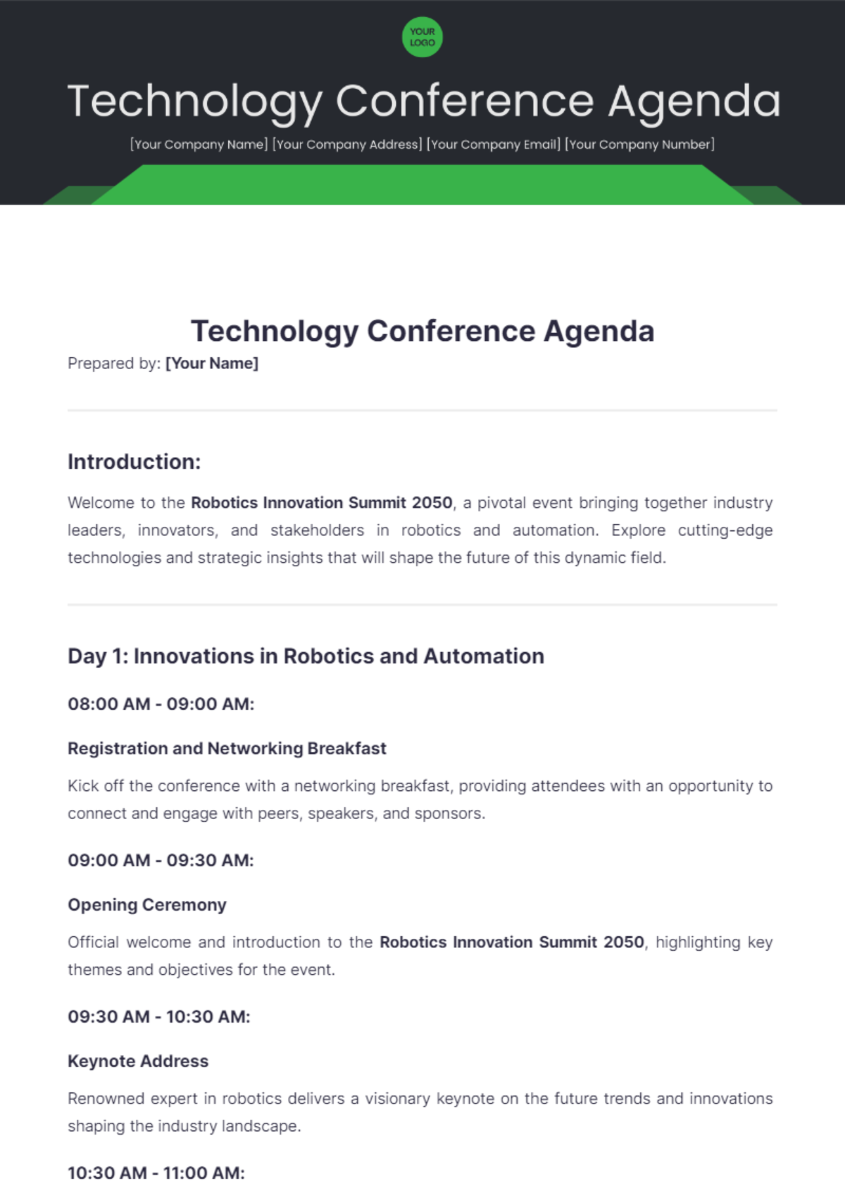 Technology Conference Agenda Template - Edit Online & Download