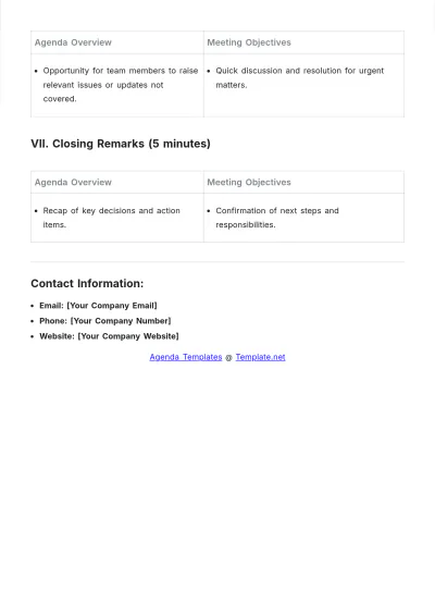 Free Weekly Product Meeting Agenda Template to Edit Online