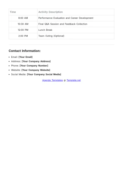 Free Weekly Induction Training Agenda Template to Edit Online