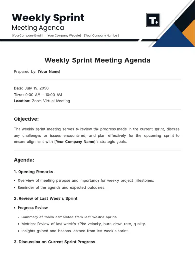 Free Weekly Sprint Meeting Agenda Template to Edit Online